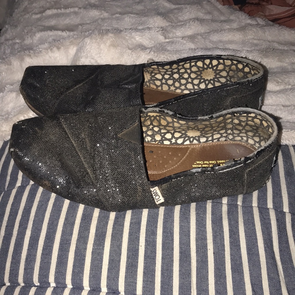 COPY - Toms black sparkle glitter slip on shoes Sz 11 😍 - Picture 3 of 7